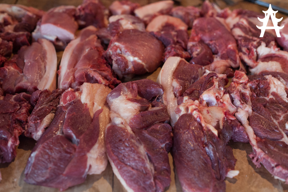 The fresh meat market of Phonsavan