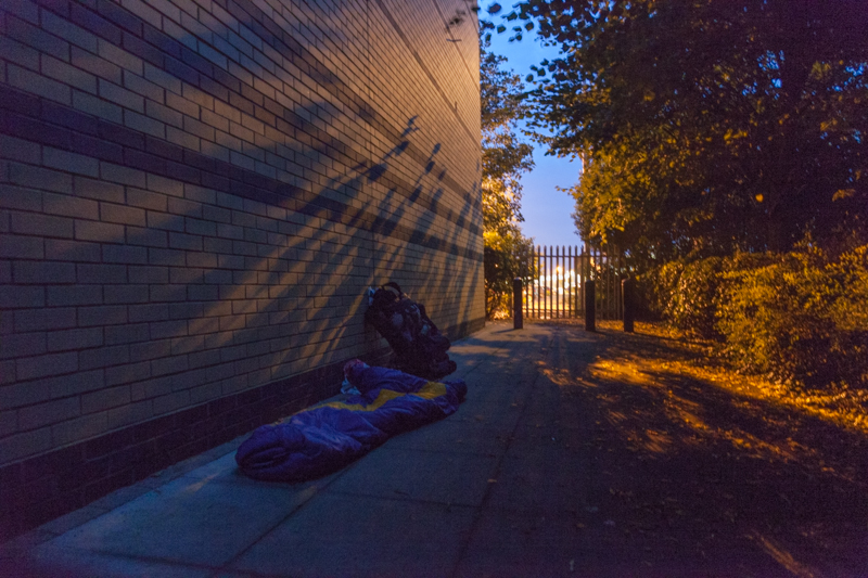 Sleeping on the curb in UK